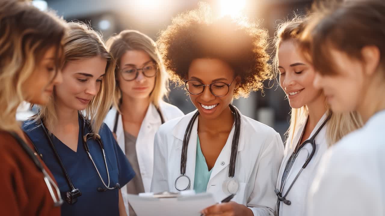 Team of Healthcare Professionals Collaborating and Reviewing Patient Information, Highlighting the Importance of Teamwork and Communication in the Medical Field