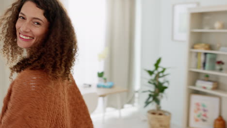 woman dancing in living room