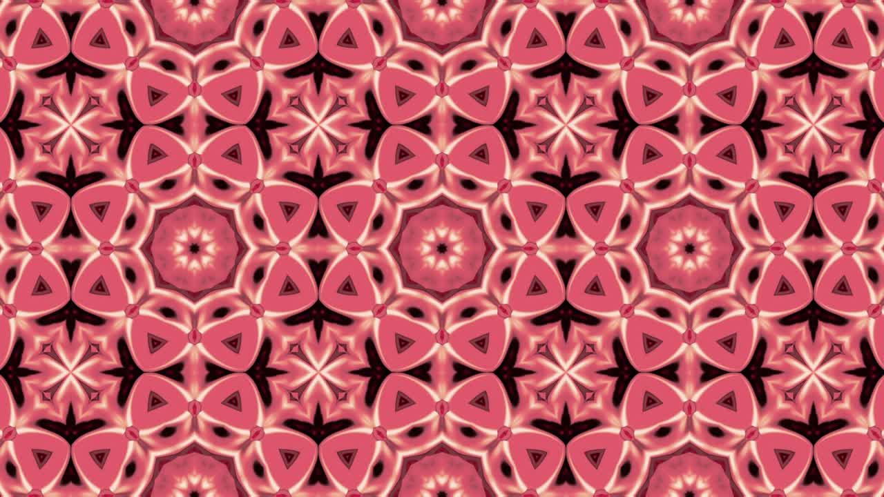 3d Looped abstract ornate decorative background. Hypnotic trendy kaleidoscope.