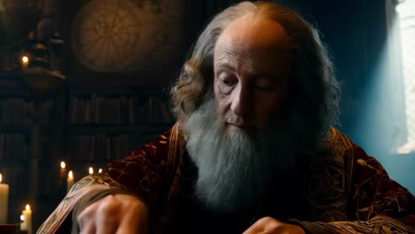 Elderly Wizard in a Study