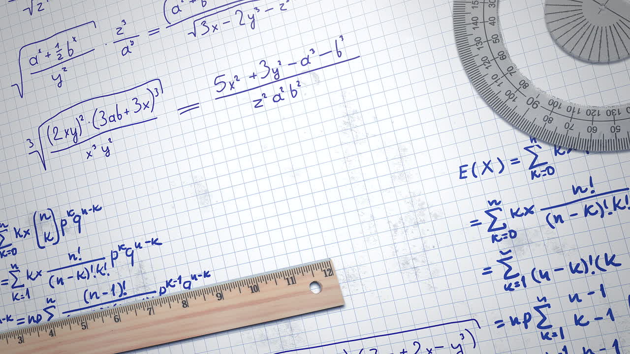 근접 촬영 수학 공식 및 종이 학교 배경 2 요소