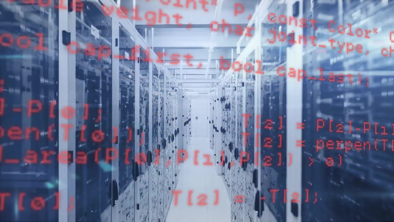 Animation of data processing over server room
