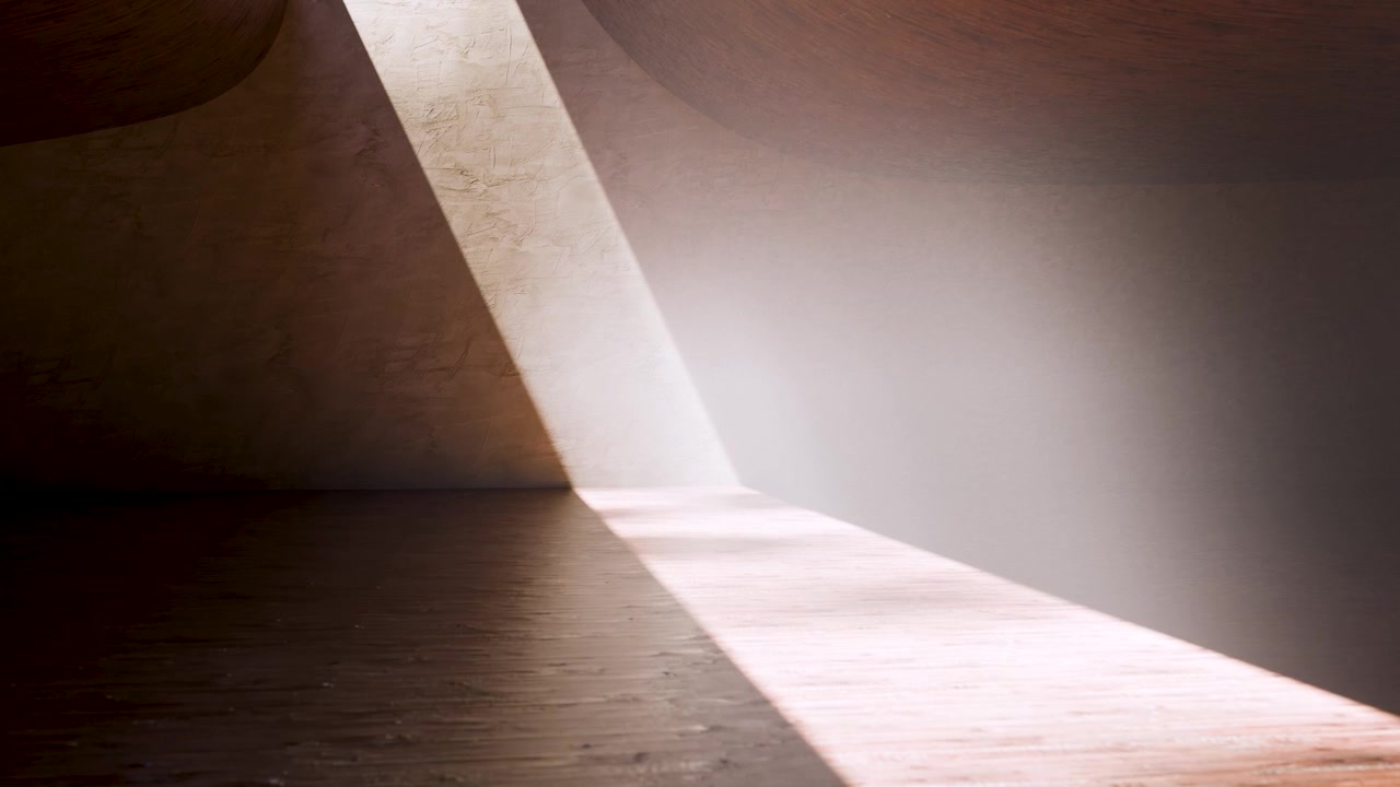 Sollys strømmer ind i et minimalistisk arkitektonisk interiørrum