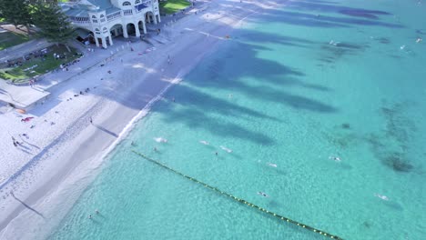 An-aerial-shot-of-Cottesloe-Beach,-Perth-Western-Australia