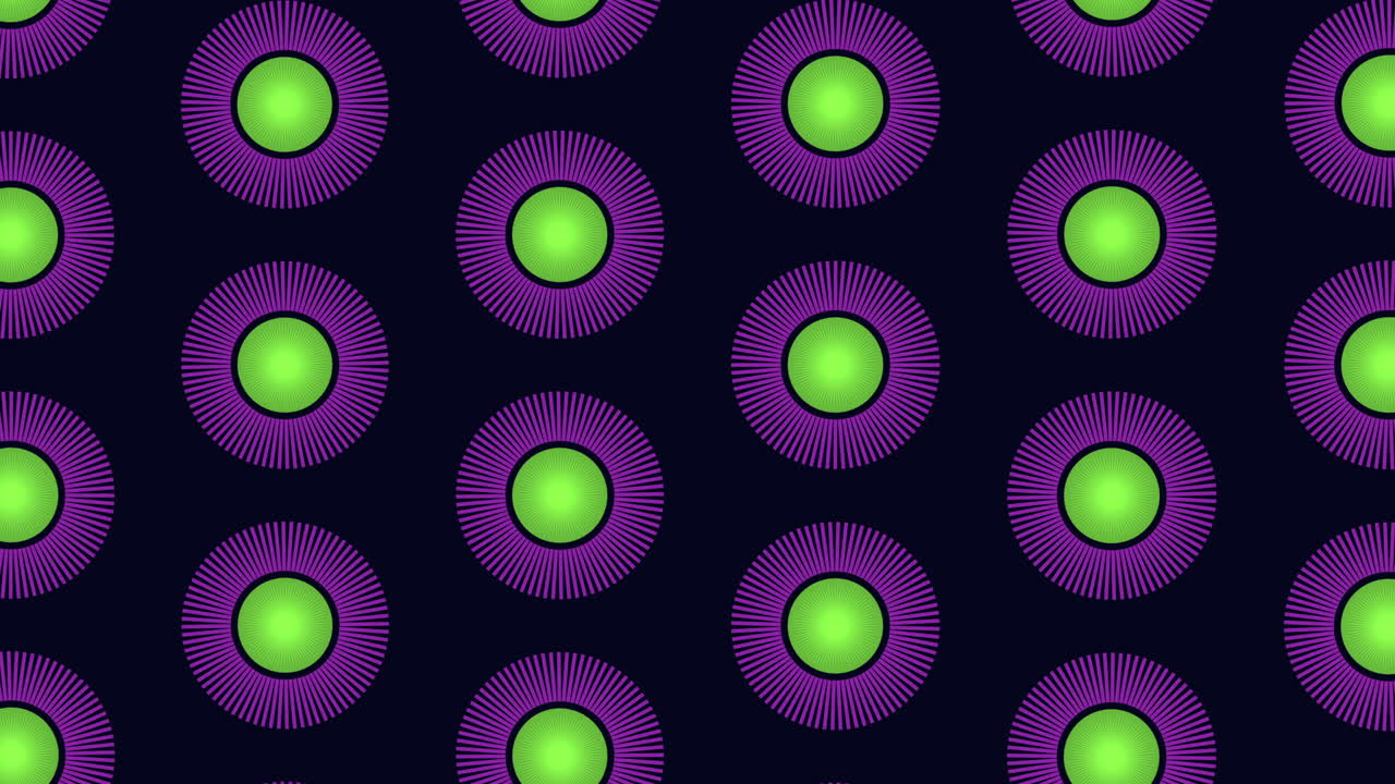 Neon futuristic circles pattern with rainbow lines on black gradient
