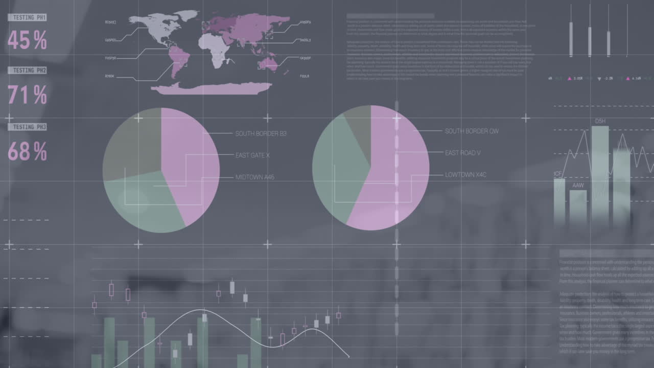 animación de estadísticas y procesamiento de datos financieros con tienda