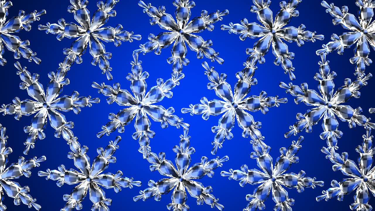 Clear snow crystals on blue background
