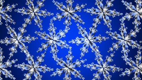 clear snow crystals on blue background
