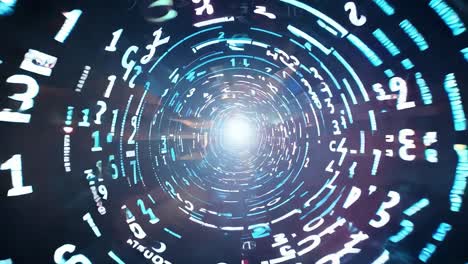 arte digital abstracto: túnel futurista de números y códigos brillantes