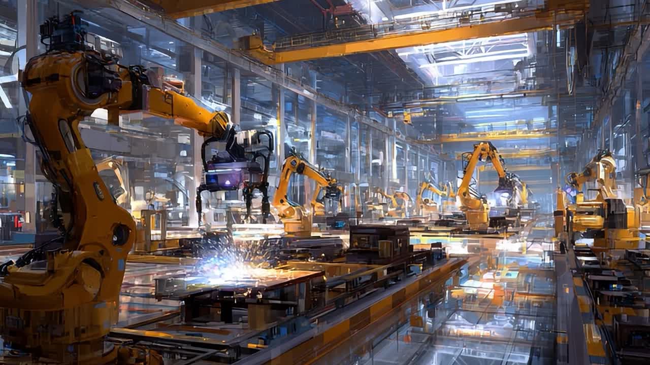 Advanced robotics in action at a high-tech manufacturing facility ...