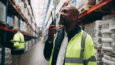 warehouse workers with walkie talkies