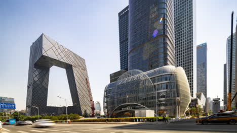 timelapse of the beijing city skyline from a high vantage point