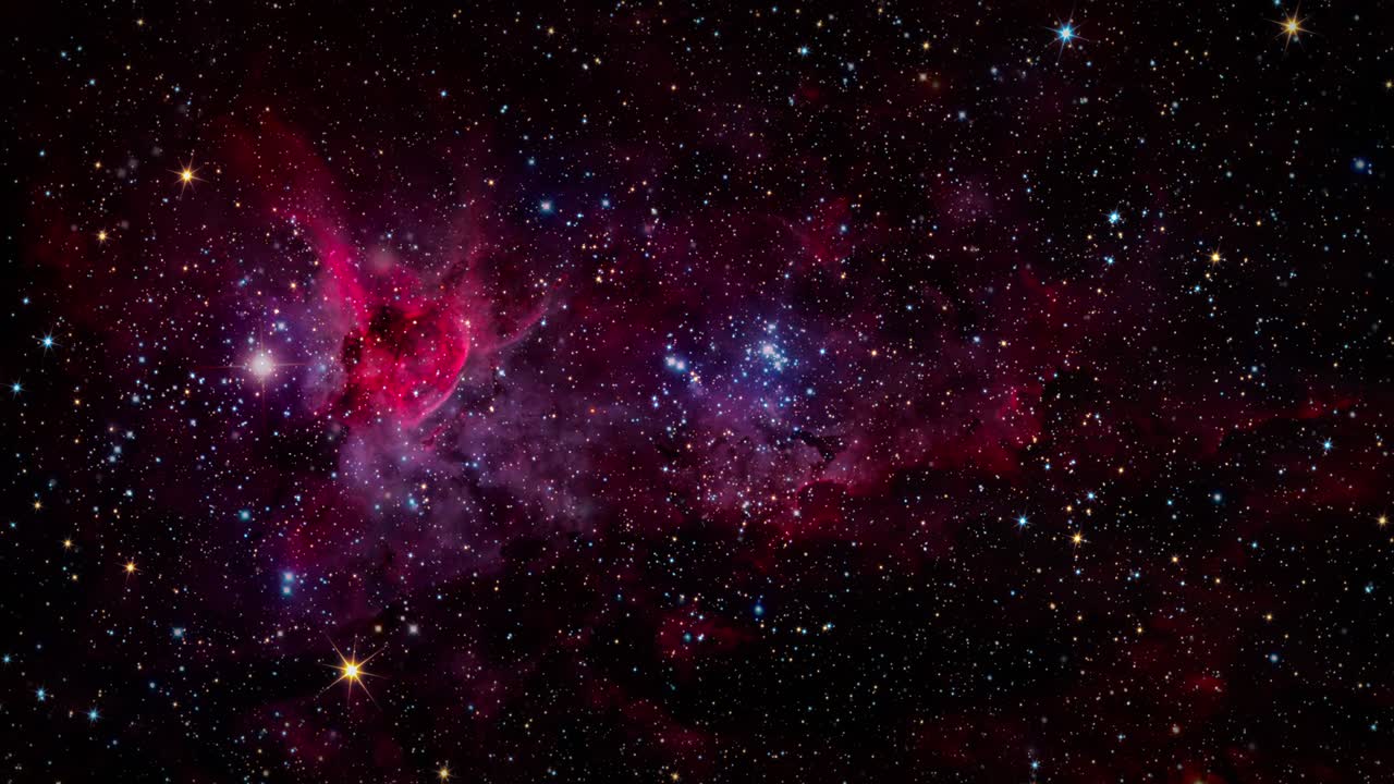 vuelo de bucle espacial exploración del espacio profundo viaje a la gran nebulosa de carina. 4k 3d bucle de exploración espacial a la nebulosa carina ngc 3372 o la gran nebulosa, gran nebuloso carina. proporcionado por la nasa imagen