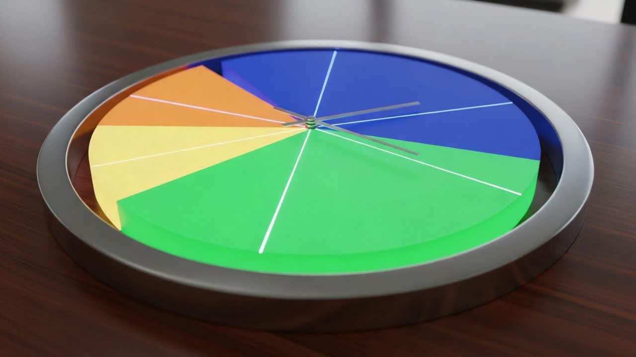 A Stunning Modern Clock with Vibrant Color Segments Showcasing a Unique Design, Perfect for Contemporary Decor and Time Management in Any Setting