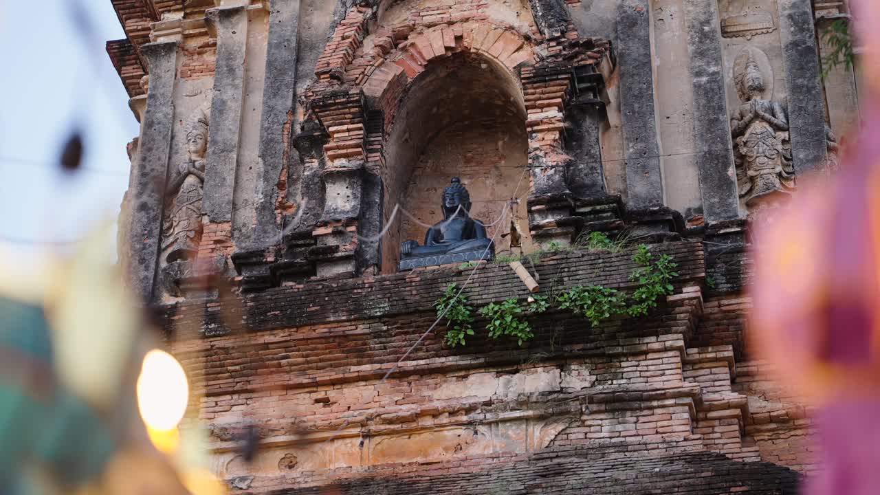 Ancient Thai Temple Ruins with Buddha Statue