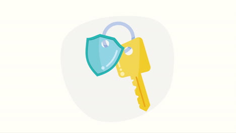 shield with key insurance service animation