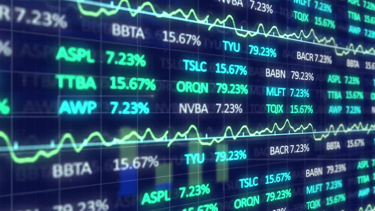 Animazione di elaborazione dati su sfondo blu