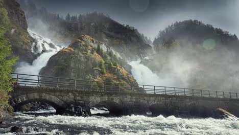 raging latefossen waterfall