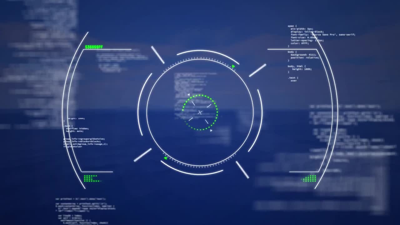 animación del escaneo del alcance y el procesamiento de datos sobre el paisaje
