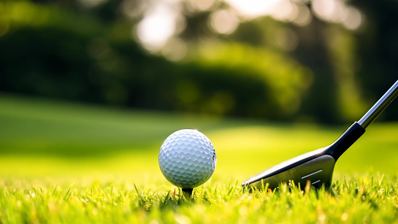 Mazza da golf che colpisce una pallina sul tee