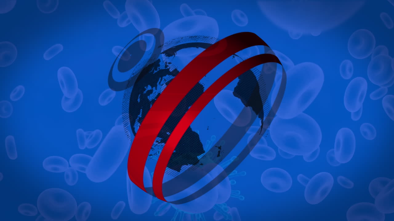 animación de células de virus en todo el mundo con conexiones