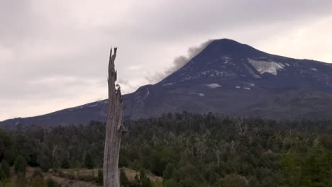 villarrica volcano releasing ashes in pucón, chile. april 06, 2015