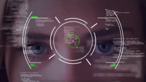 Animation-of-digital-data-processing-over-caucasian-woman''s-face