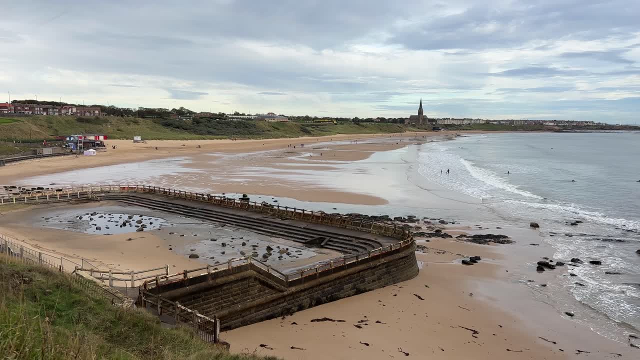 Tynemouth bay beach seaside town in the North Tyneside borough of Tyne and Wear, England british city north east uk