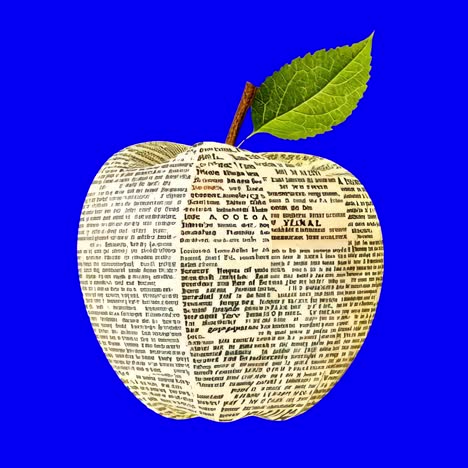 newspaper apple art design animation, transparent 4k video, green screen