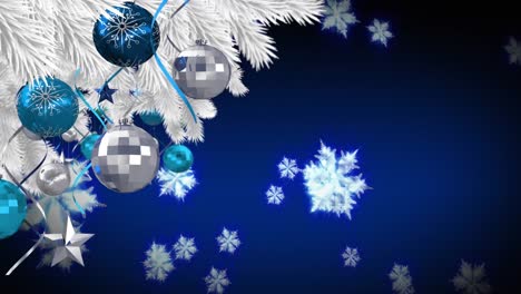 Animation-of-christmas-decoration-over-falling-snow