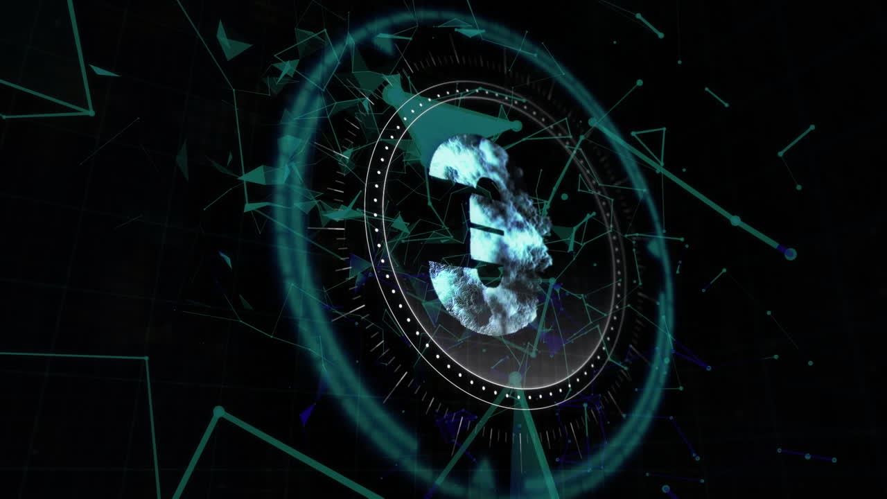 animación del procesamiento de datos y el símbolo del euro sobre fondo negro