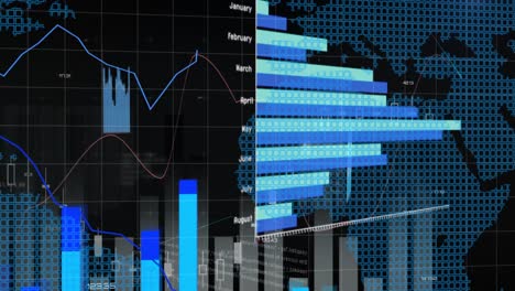 Animation-Von-Diagrammen-Mit-Wechselnden-Zahlen-über-Der-Karte-Vor-Schwarzem-Hintergrund