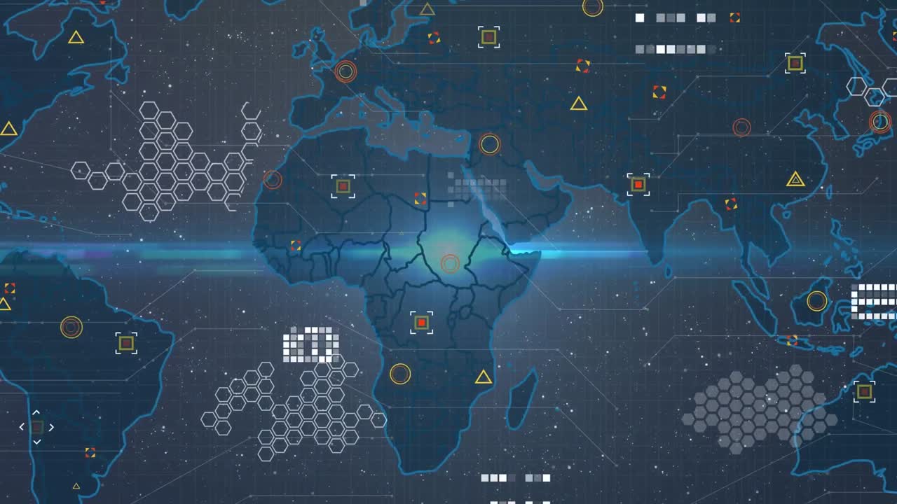 Animation of world map and data processing