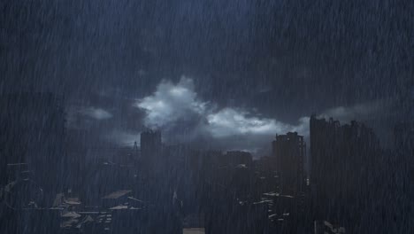 ruined city under a stormy sky