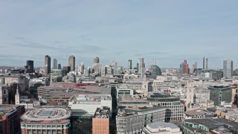 Aerial-drone-shot-over-city-of-london-towards-barbican