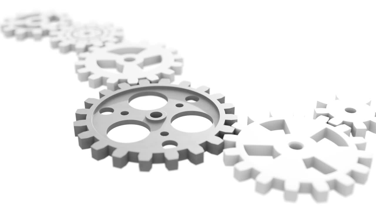 video de fondo industrial con engranajes. animación en 3d.