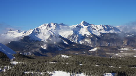 winter fresh snowfall telluride ski resort winter rocky mountains ouray silverton 14er mt sneffels dallas peaks million dollar highway southern colorado most scenic mountain landscape view cine zoom