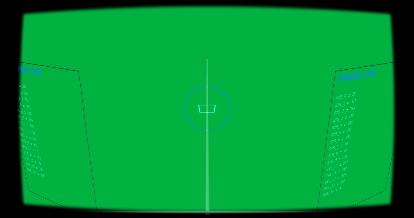 HUD powering, reticle rotating marker, panels sliding, scanning, locking target on transparent void