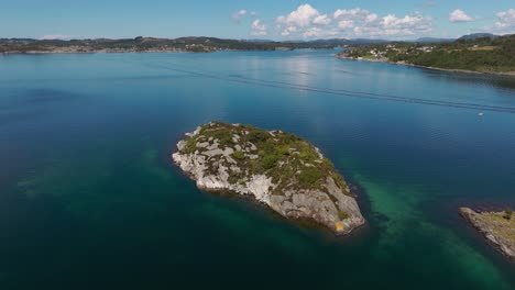 fjord with clear blue and turquoise sea water at stavanger, norway, scandinavia. beautiful aerial