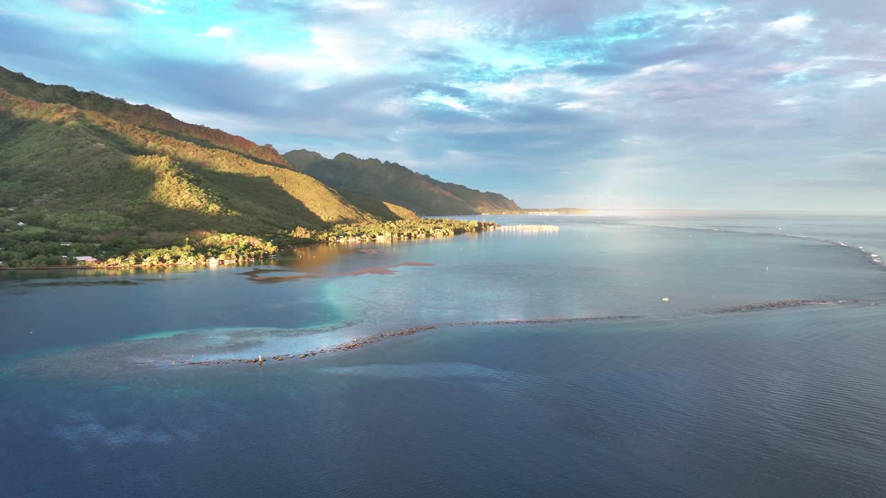 Surf Break And Outer Reef Of The Cook's Bay In Moorea, French Polynesia