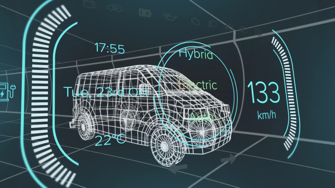 숫자, 텍스트와 함께 스피도미터의 애니메이션 검은 바탕에 대한 밴의 3d 모델