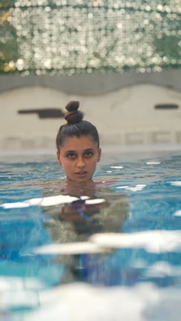 woman in a swimming pool