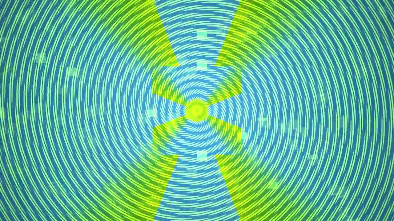Abstract Motion Background with Pulsing Concentric Circles and Digital Squares
