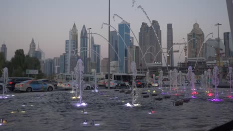 dubai fountain show at dusk