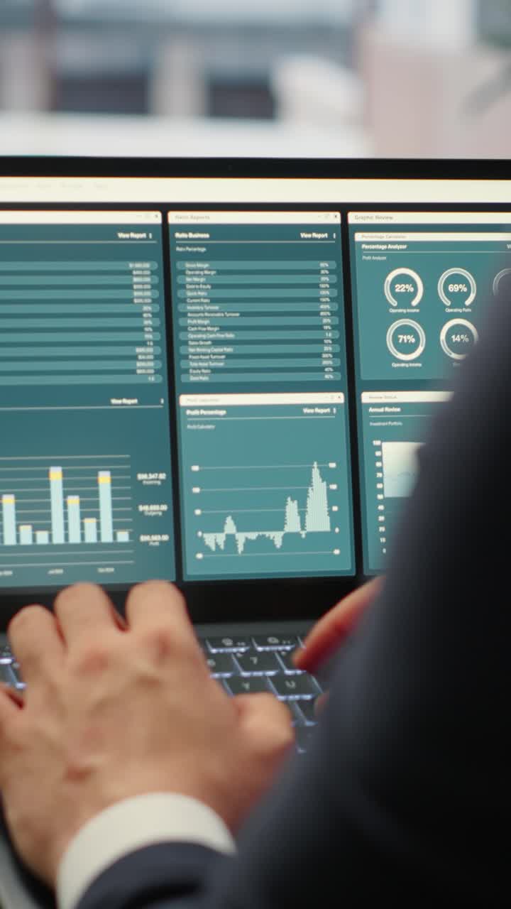 Vertical Video Visionary entrepreneur sits in a high end corporate workspace