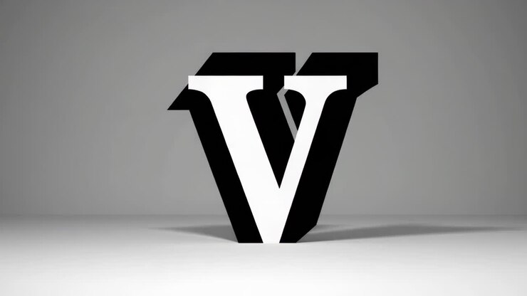 Rendering 3D della Lettera V