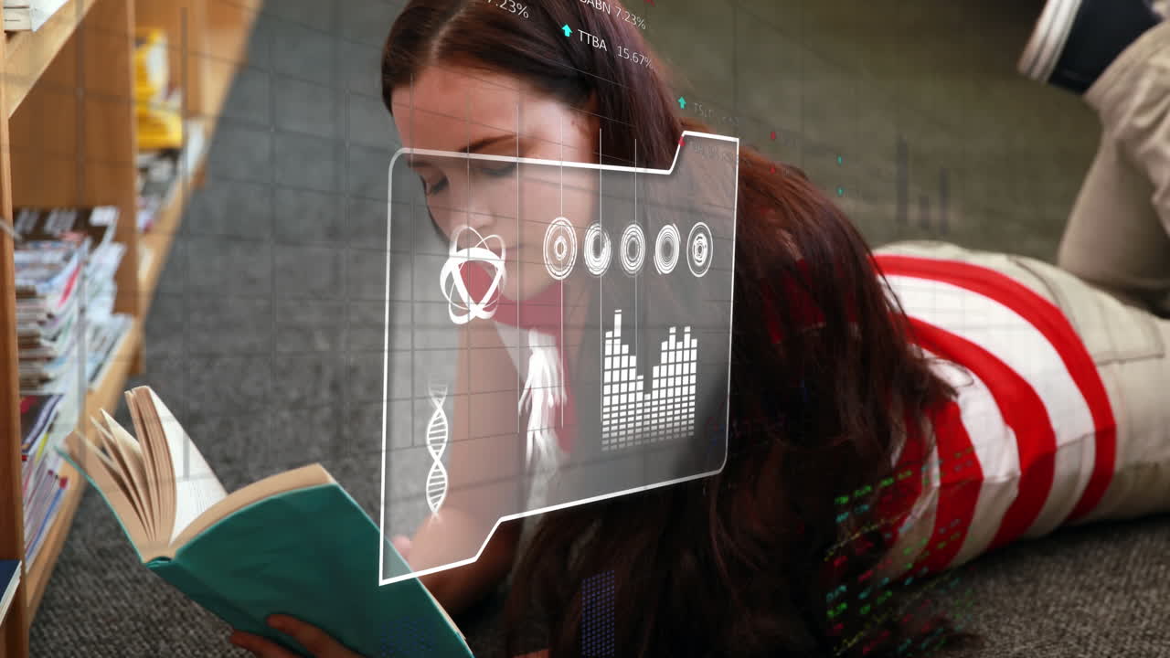 animación del procesamiento de datos sobre la lectura de estudiantes caucásicas
