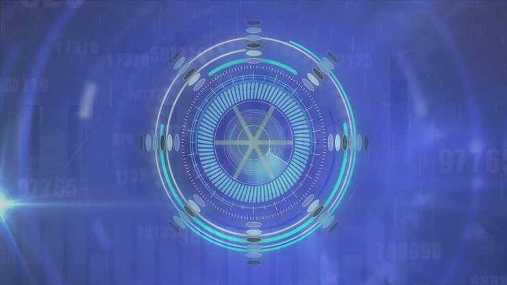 Animation of numbers, data processing over scope scanning