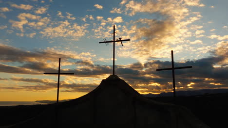 silhouette of three christian religious crosses symbol of easter celebration