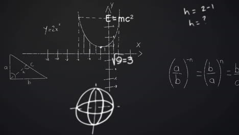 animation of moving mathematical formulas on dark background